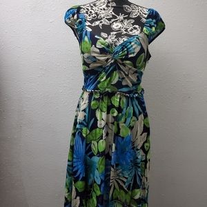 SANGRIA Blue Floral Print Cocktail